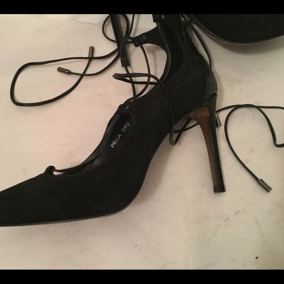 Donald J Pliner Lace Up Heels sz 9 Pella Black - Picture 5 of 13